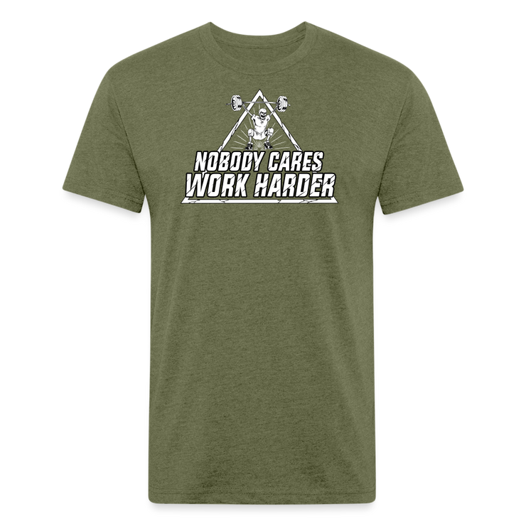 Nobody Cares Work Harder T-Shirt - heather military green